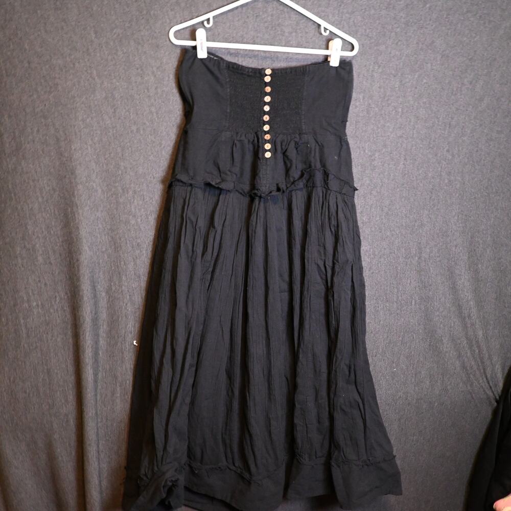 Free People Women's Halter Dress Black Boho (READ FOR MEASUREMENTS) Button Up
